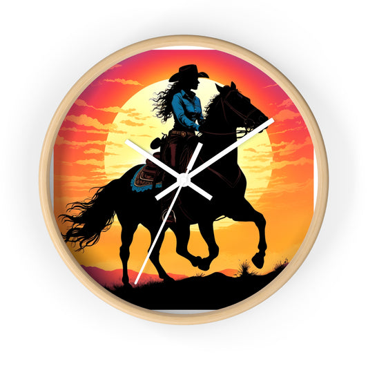 Cowgirl Sunset Wall Clock