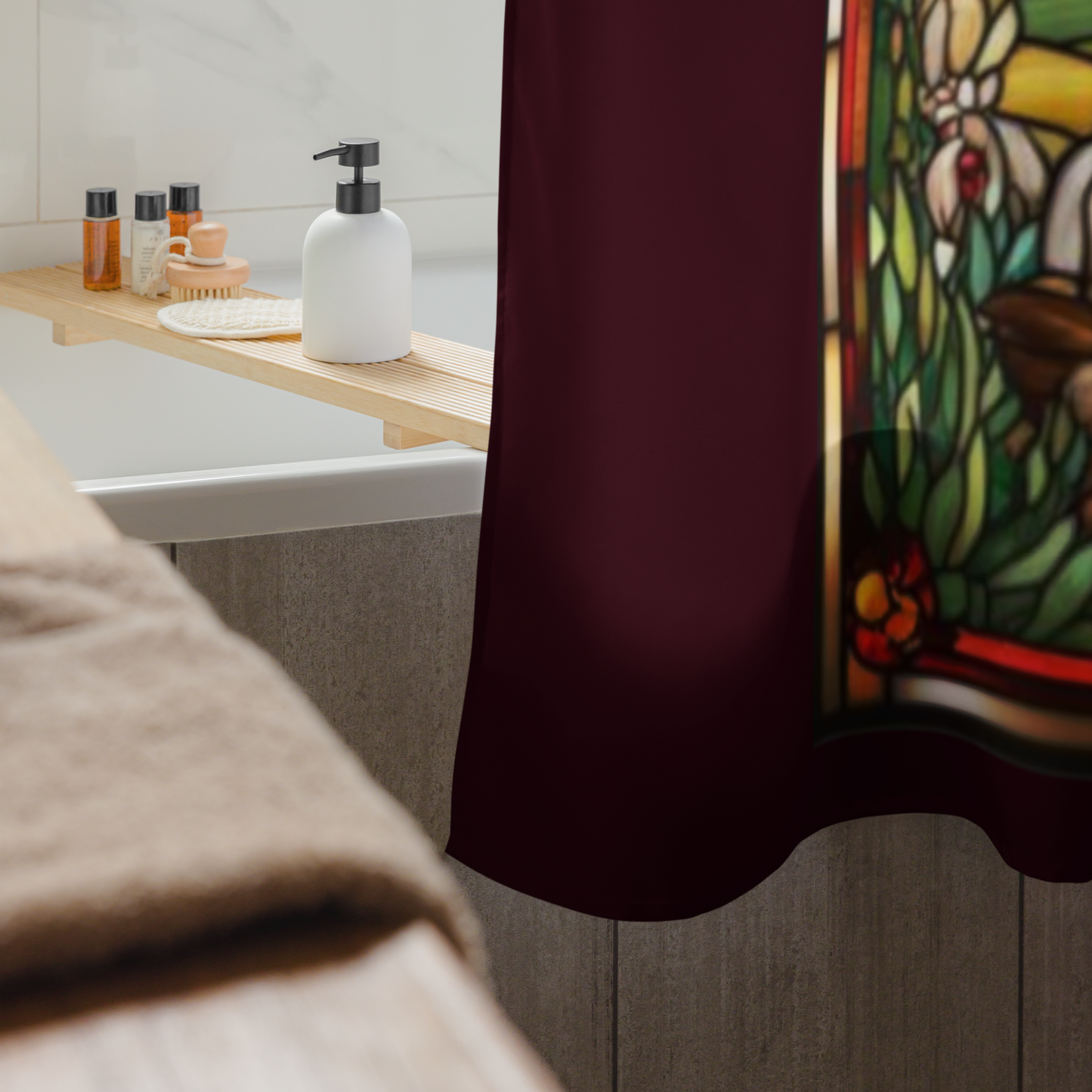 Stained Glass Barnyard Shower Curtain