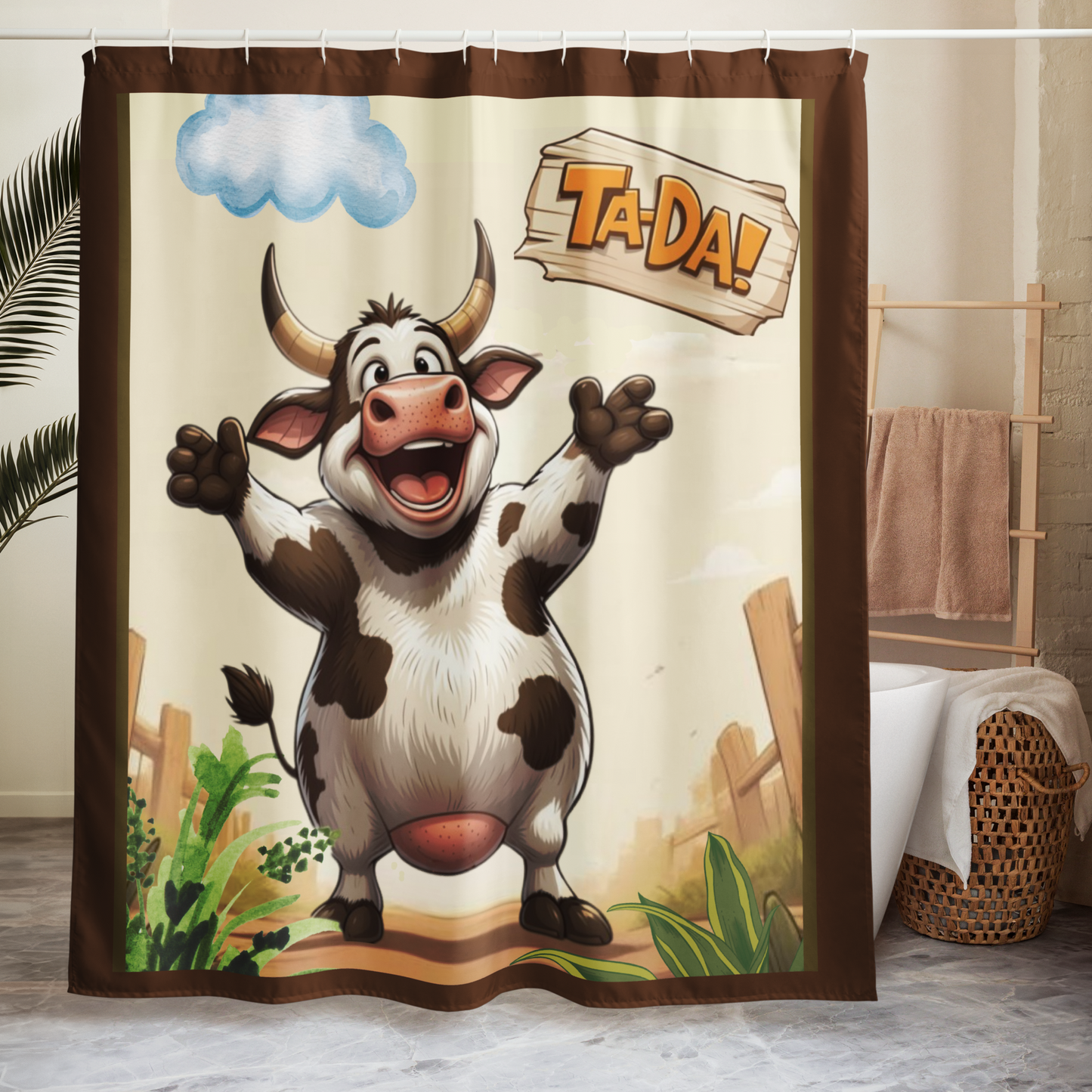 Ta-Da Cow Shower Curtain
