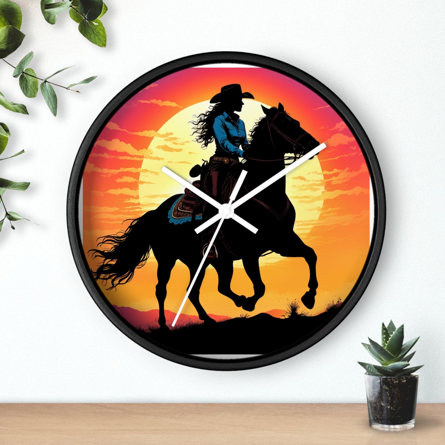 Cowgirl Sunset Wall Clock