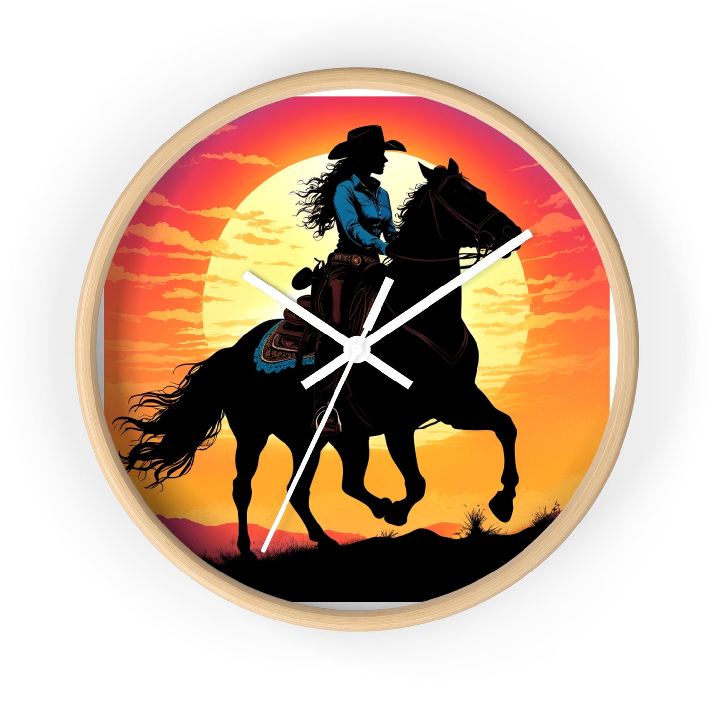 Cowgirl Sunset Wall Clock