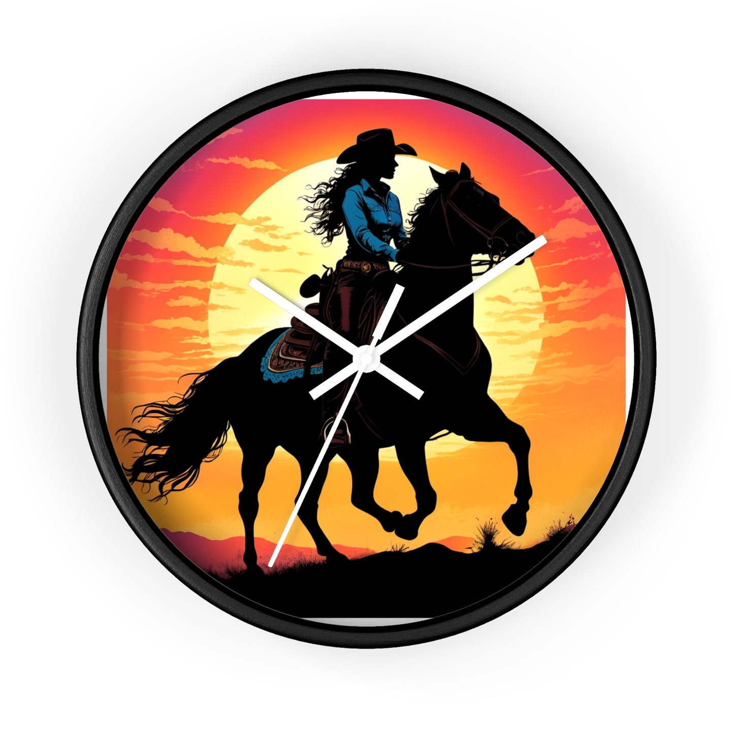 Cowgirl Sunset Wall Clock