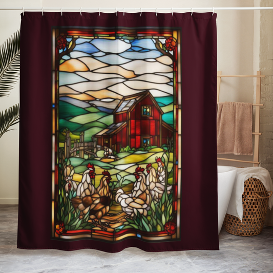 Stained Glass Barnyard Shower Curtain